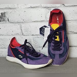 Lacoste Match Break Sneakers Mens 10 Purple Navy Retro Athletic Shoes